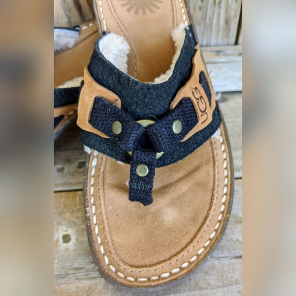 UGG Black , Suede Leather Slides, Sz 6 - Picture 2 of 10